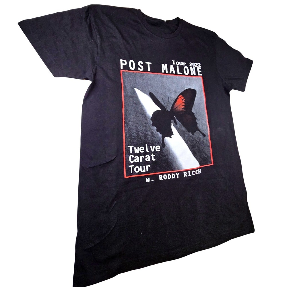 Post Malone Twelve Carat Tour 2022 T-Shirt Mens Large Black Roddy Ricch Concert